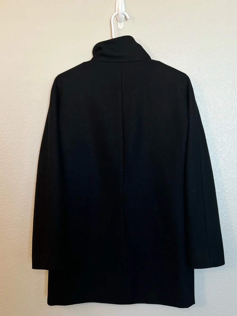 J.Crew Black Wool Blend Funnel Neck Cocoon Coat Womens Size 0 NWOT - Picture 5 of 8